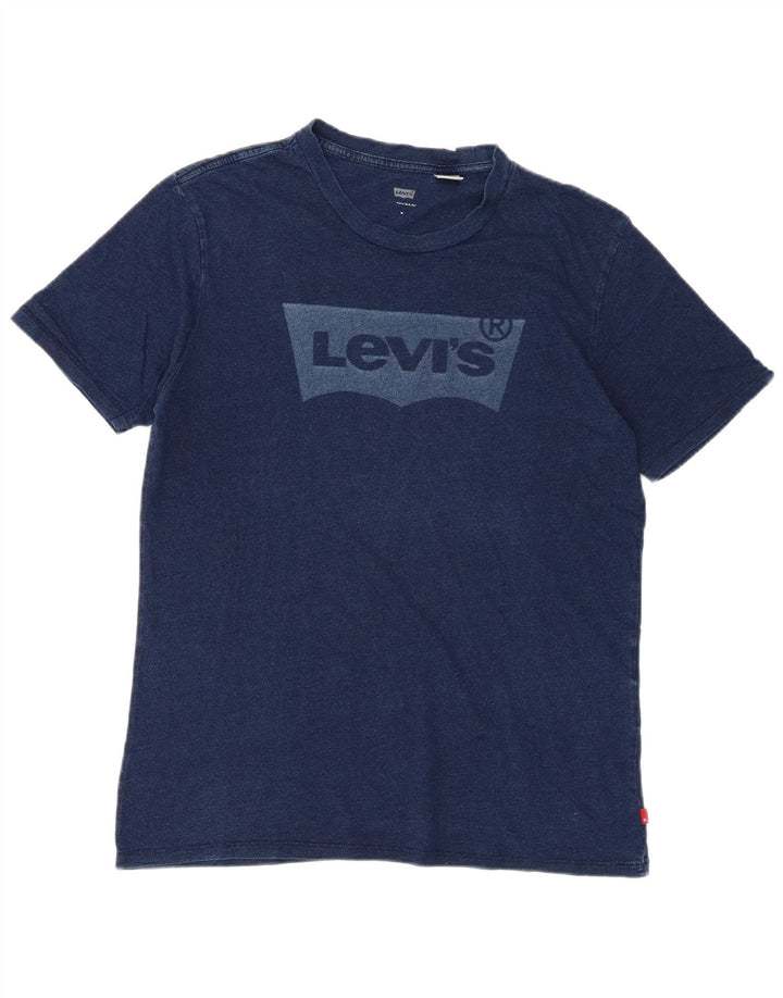 Мужская футболка с рисунком Levi's, топ среднего размера, темно-синий, хлопок