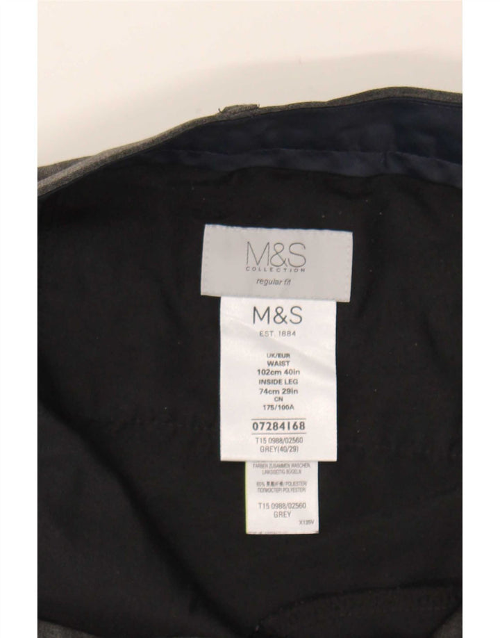 Мужские прямые костюмные брюки Marks & Spencer W40 L29 серые из полиэстера