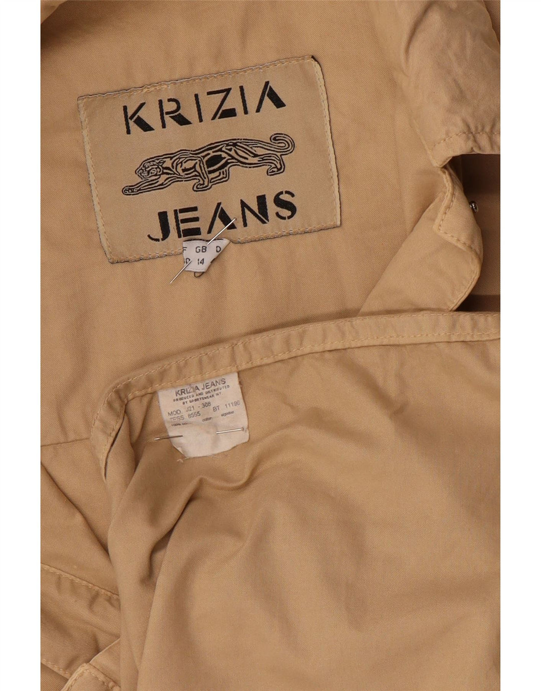 Женская куртка Krizia UK 14, большая, бежевый, хлопок
