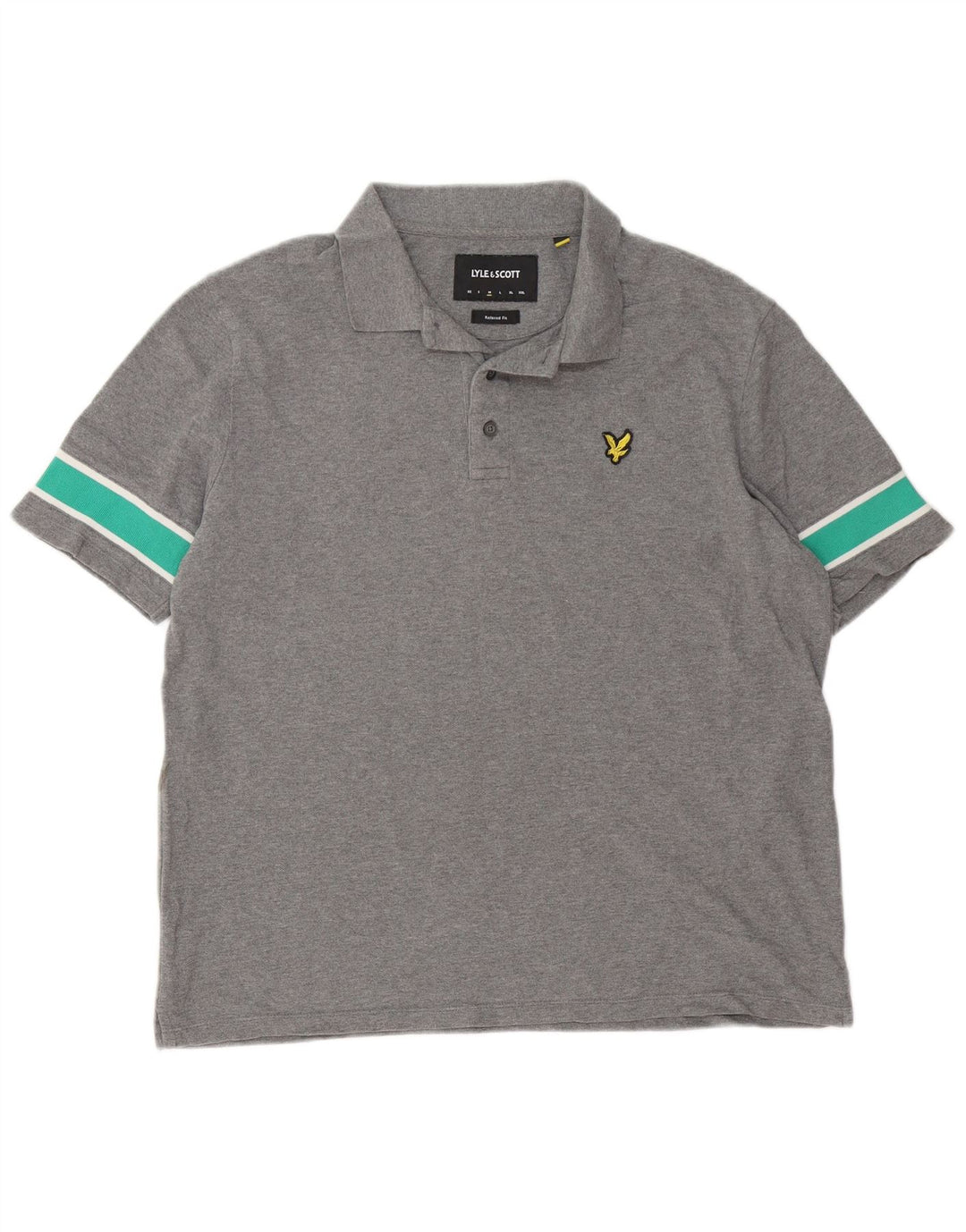 Мужская рубашка-поло свободного кроя Lyle & Scott, хлопковая рубашка с цветными блоками среднего серого цвета