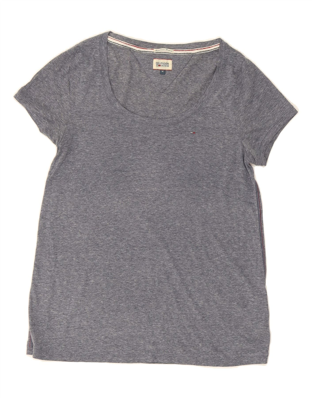 TOMMY HILFIGER Womens T-Shirt Top UK 12 Medium Grey Flecked Vintage Tommy Hilfiger and Second-Hand Tommy Hilfiger from Messina Hembry 