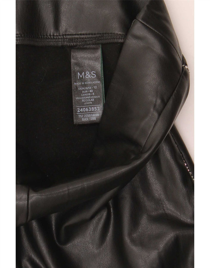 Женские леггинсы из искусственной кожи Marks & Spencer UK 12, средний черный полиэстер