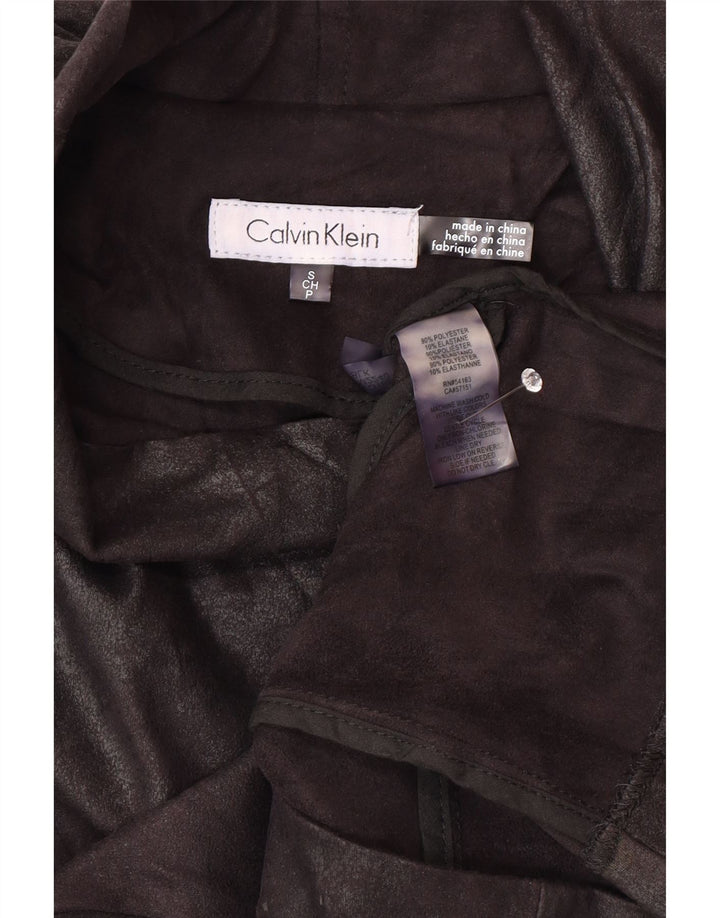 Женский бомбер из искусственной кожи Calvin Klein UK 10, маленький черный байкерский размер
