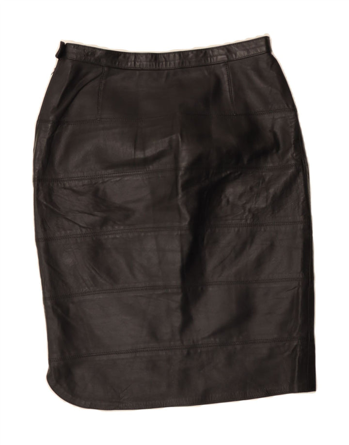VINTAGE Womens Leather Skirt IT 44 Medium W30 Black Vintage Vintage and Second-Hand Vintage from Messina Hembry 