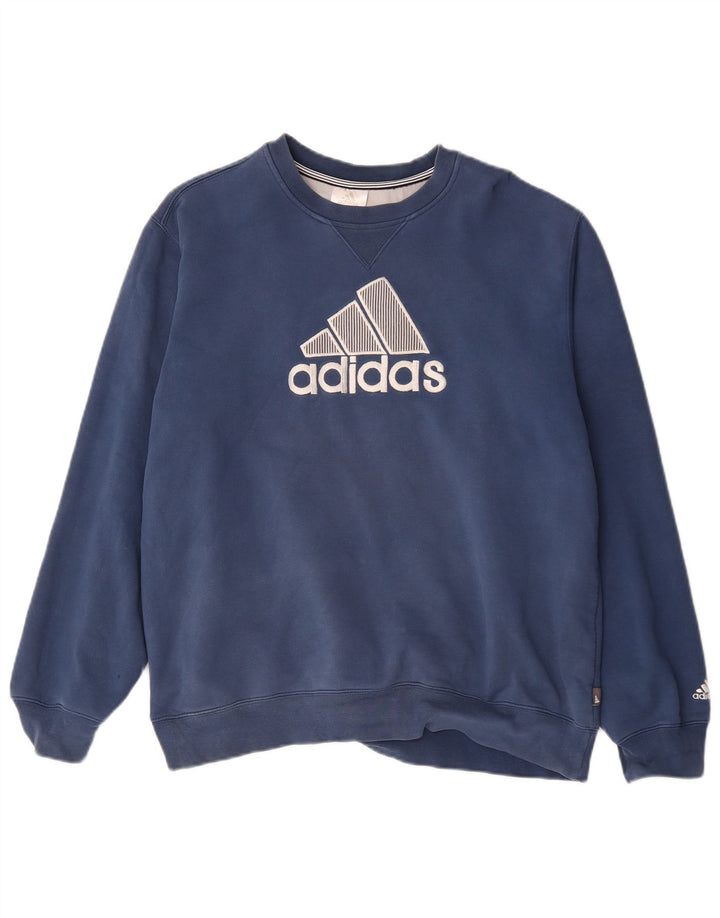 Мужской свитер с рисунком Adidas, большой темно-синий хлопковый джемпер