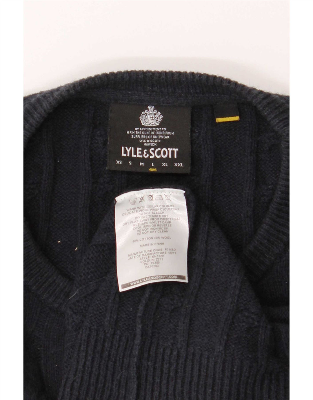 Мужской джемпер с круглым вырезом Lyle & Scott, большой темно-синий хлопковый свитер
