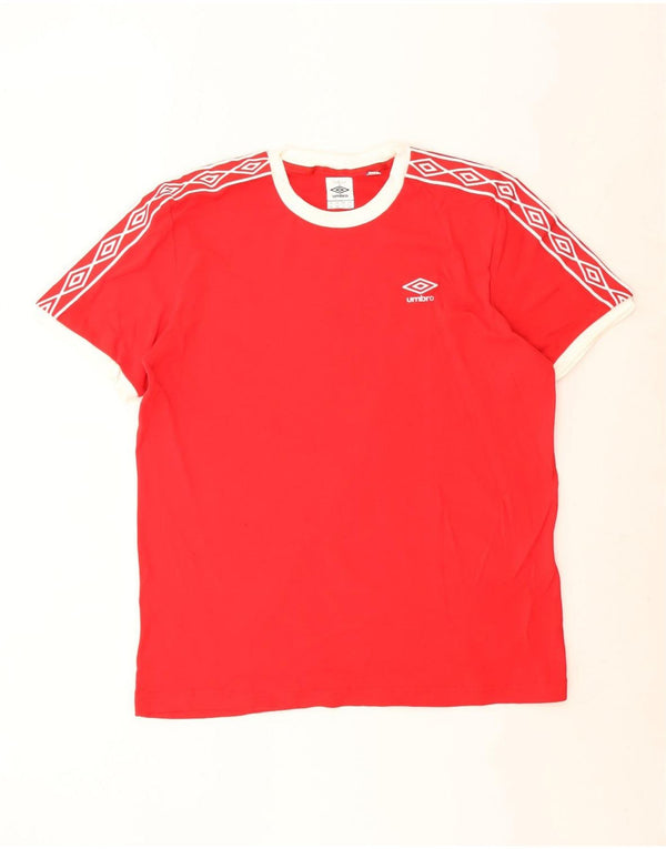 UMBRO Мужская футболка с рисунком, топ 2XL, красный хлопок с цветными блоками
