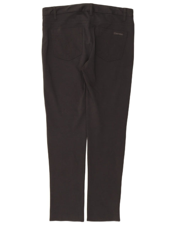 Calvin Klein Womens Slim Casual Trousers US 14 XL W36 L30 Black Cotton