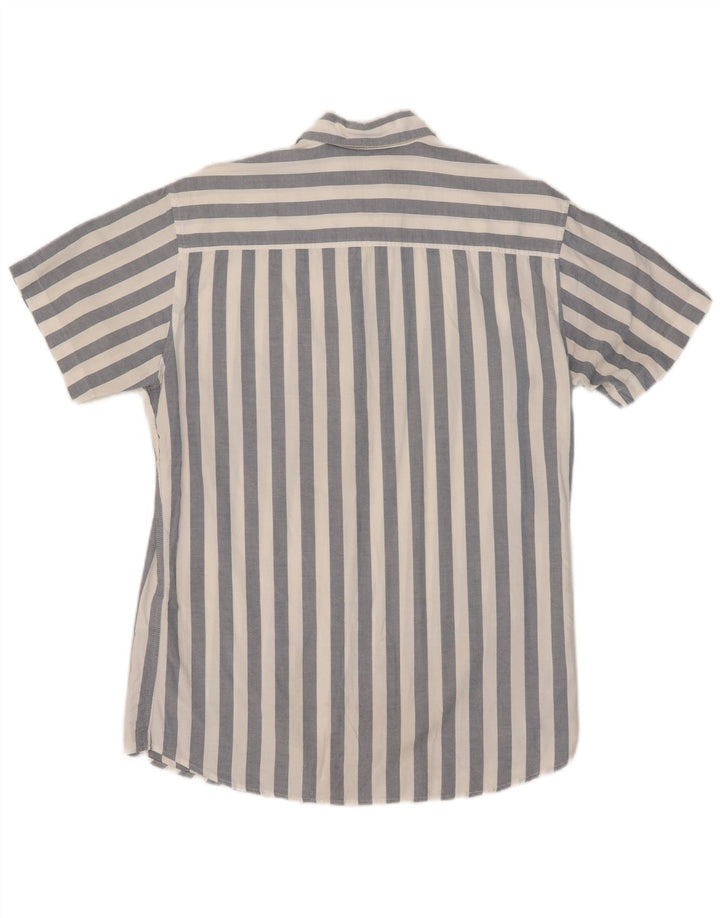 Мужская рубашка с коротким рукавом Jack & Jones из хлопка средней синей полоски