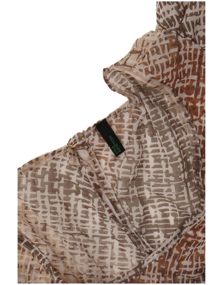 Женское платье трапециевидной формы «летучая мышь» BENETTON UK 12, средний бежевый цвет в клетку