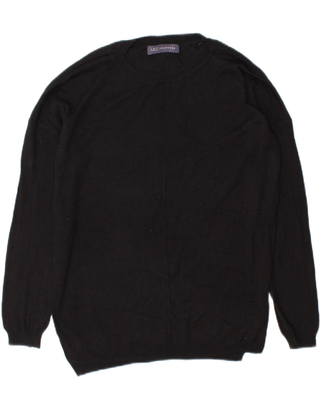 MARKS & SPENCER Womens Crew Neck Jumper Sweater UK 16 Large Black Vintage Marks & Spencer and Second-Hand Marks & Spencer from Messina Hembry 