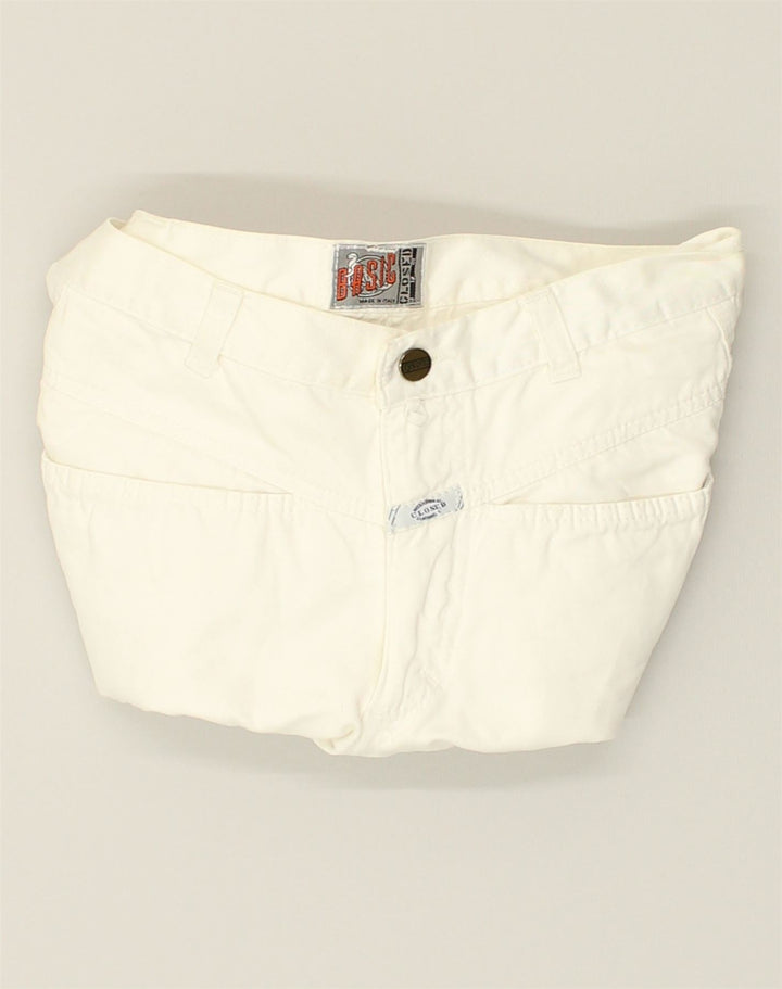 BASIC Womens Tapered Casual Trousers W32 L31 White Cotton | Vintage Basic | Thrift | Second-Hand Basic | Used Clothing | Messina Hembry 