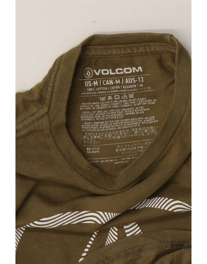 Футболка Volcom с рисунком для мальчиков, топ 11–12 лет, средний цвет, хаки, хлопок