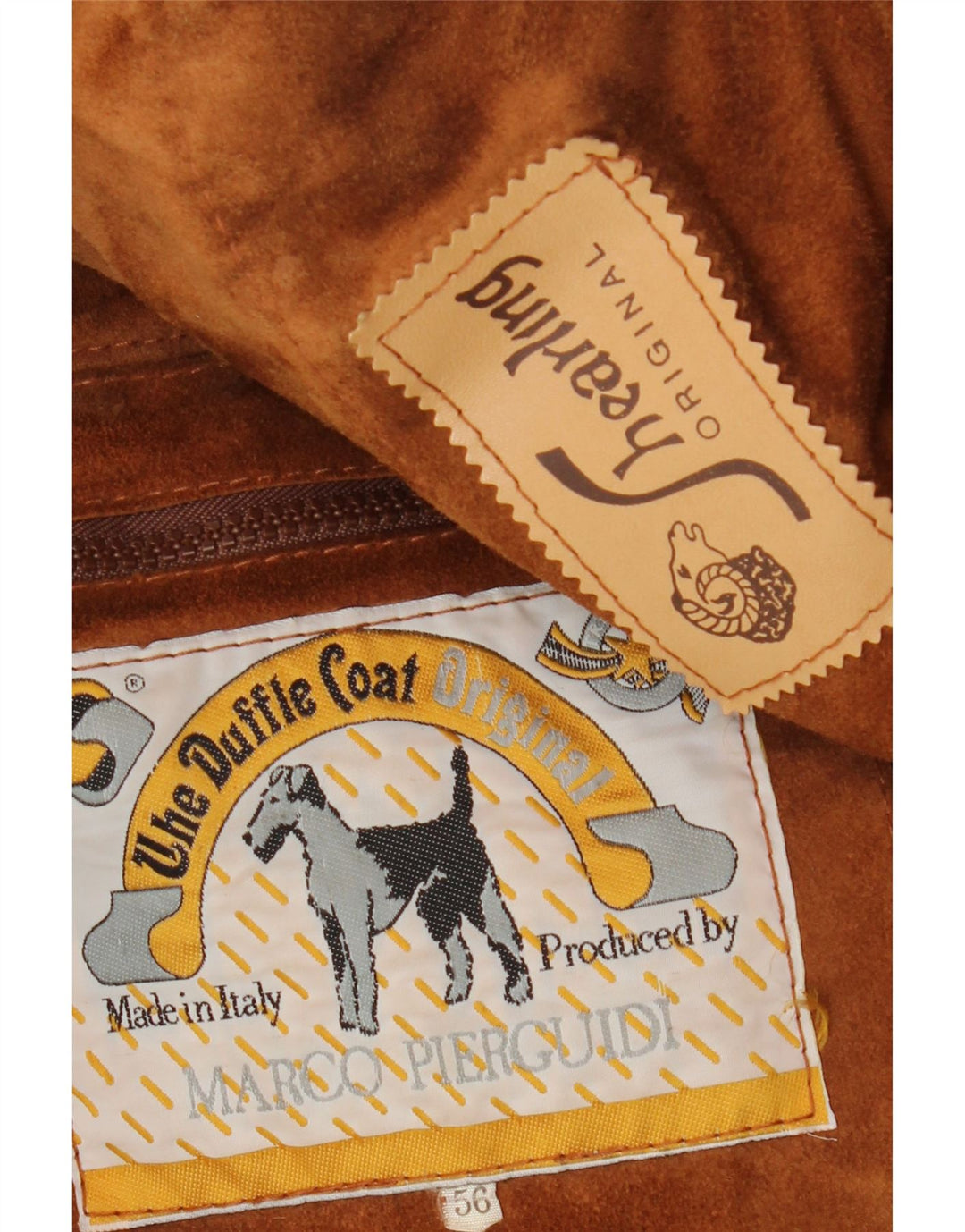 Винтажная мужская короткая дубленка IT 56 3XL Коричневая короткая дубленка