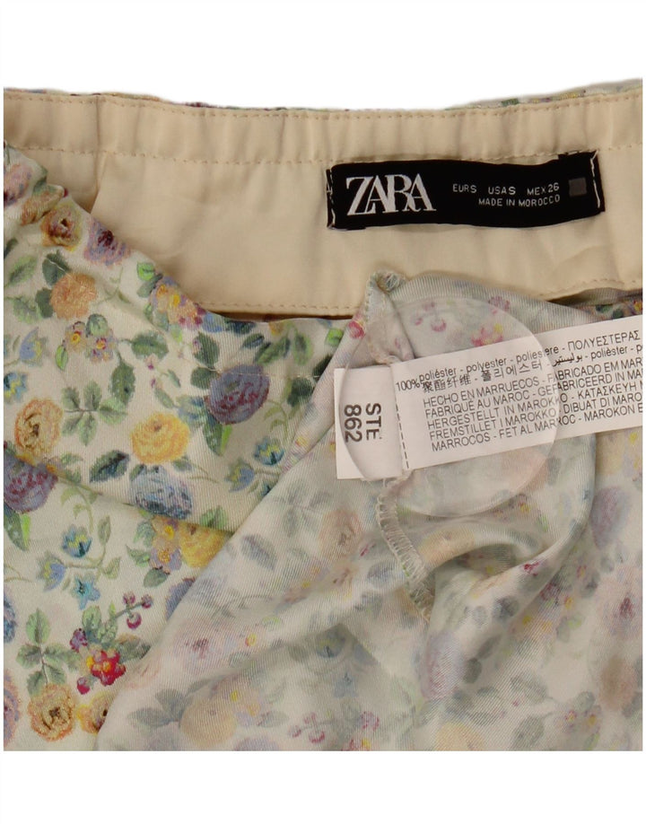 Zara Женская макси-юбка с высокой талией, маленькая W26, разноцветный полиэстер с цветочным принтом