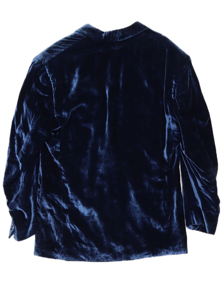 Винтажный мужской бархатный пиджак с 1 пуговицей, Великобритания 38, средний темно-синий