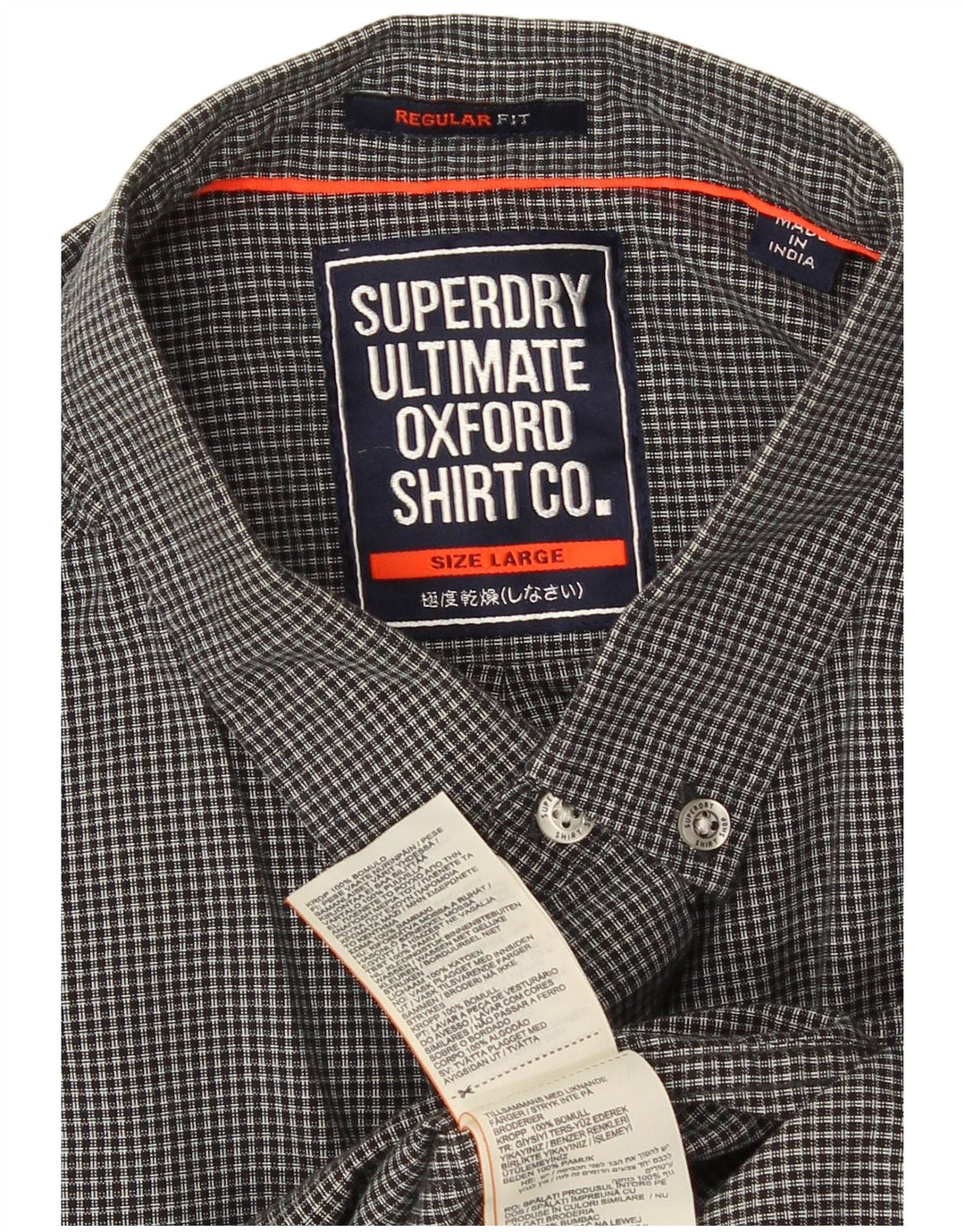 Мужская рубашка стандартного кроя Superdry, большая серая клетка, хлопок