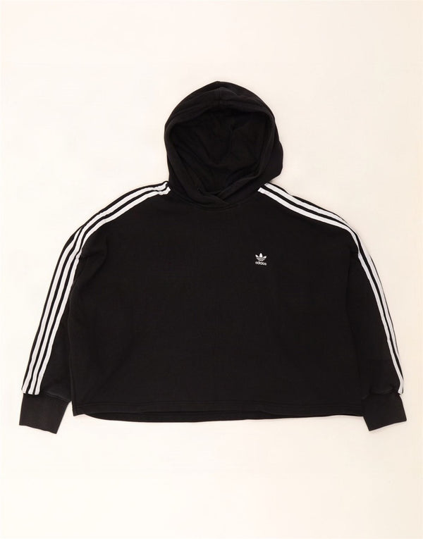 Женский укороченный джемпер с капюшоном Adidas Oversized UK 24/26 2XL, черный хлопок