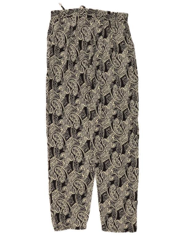 Vintage Womens High Waist Loose Fit Trousers XL W36 L29 Beige Paisley