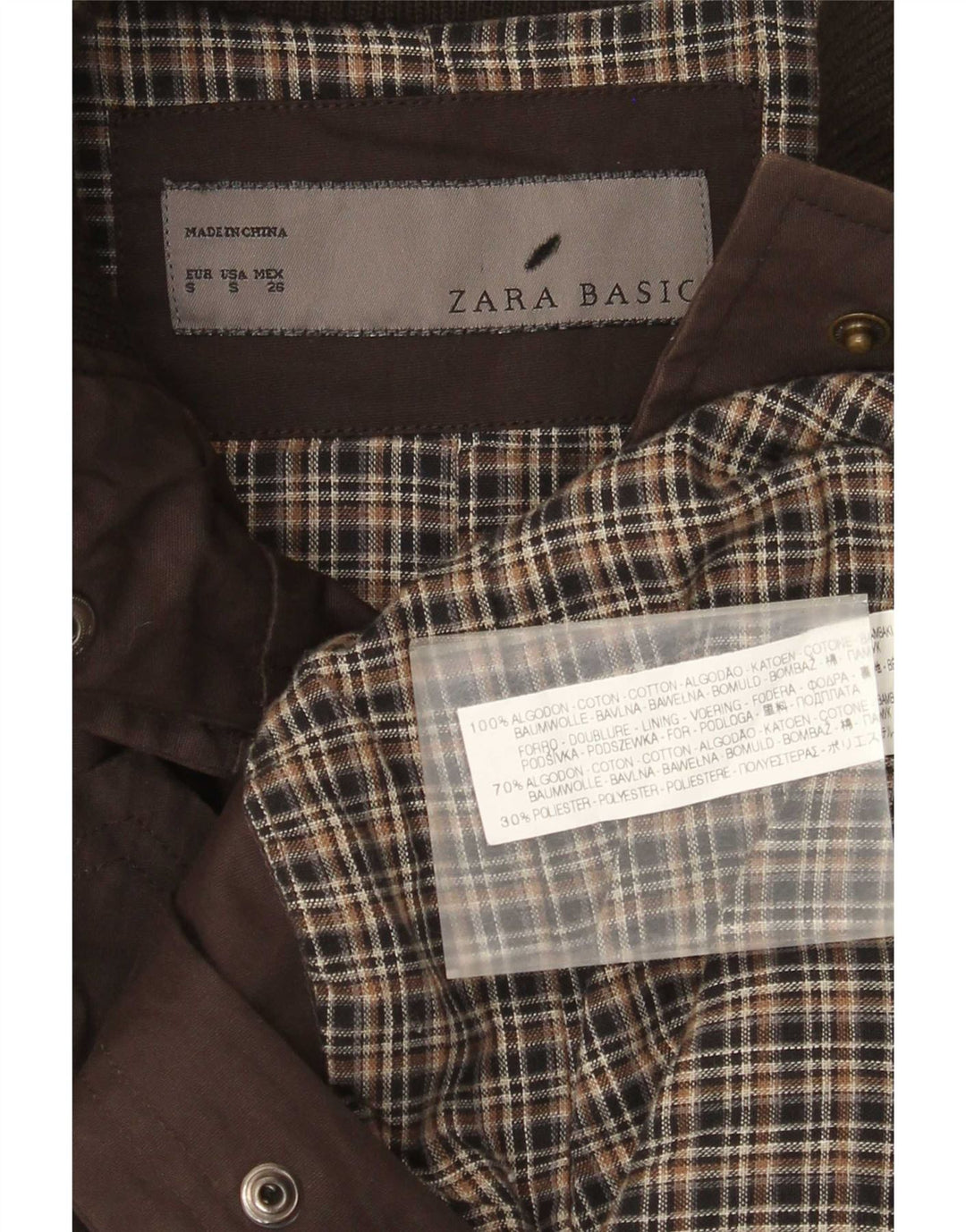 Женская куртка Zara UK 10, маленькая, коричневый, хлопок