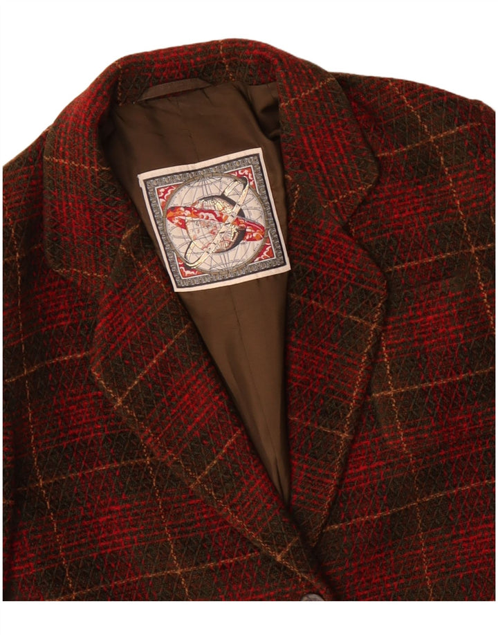 ВИНТАЖНЫЙ женский пиджак на 2 пуговицах, США 10, большая красная клетка, акрил