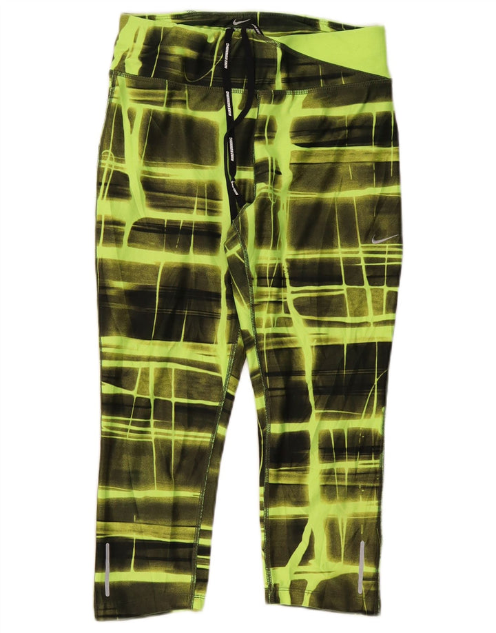 Женские спортивные брюки Nike Dri Fit UK 8, маленькие зеленые клетчатые брюки из полиэстера