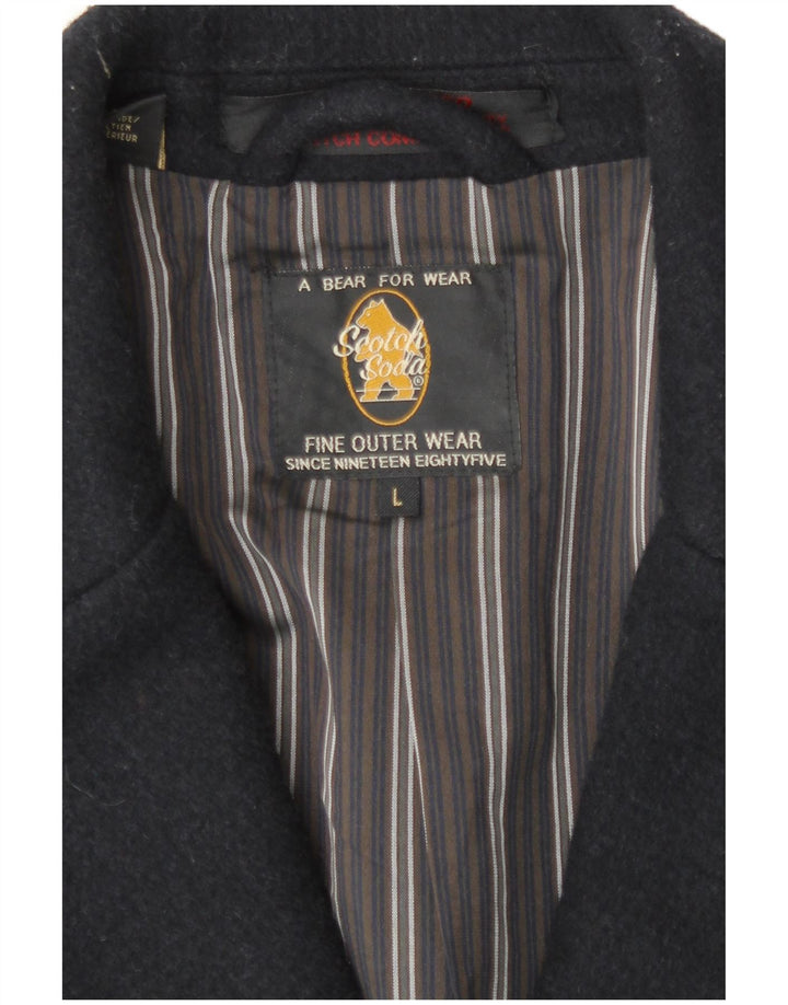 Мужское пальто Scotch & Soda UK 40, большое темно-синее шерстяное пальто