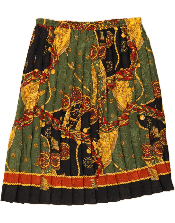 CANDA Womens Pleated Skirt W38 XL Green Paisley Polyester Vintage Canda and Second-Hand Canda from Messina Hembry 