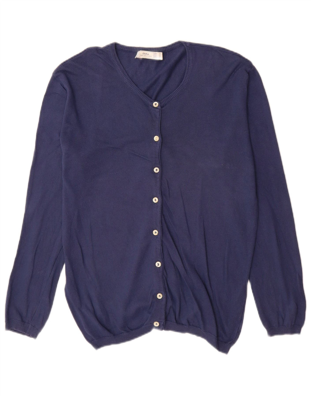 Женский кардиган Zara UK 14, средний темно-синий хлопковый свитер
