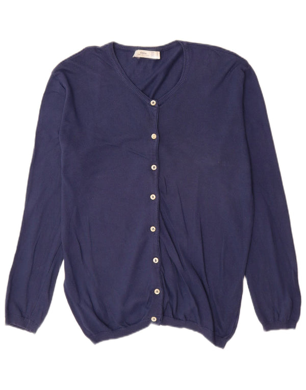 Женский кардиган Zara UK 14, средний темно-синий хлопковый свитер