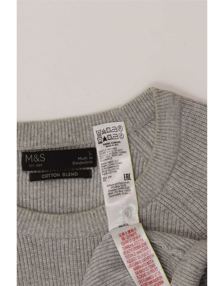 Мужской джемпер с круглым вырезом Marks & Spencer, большой серый полиэстер
