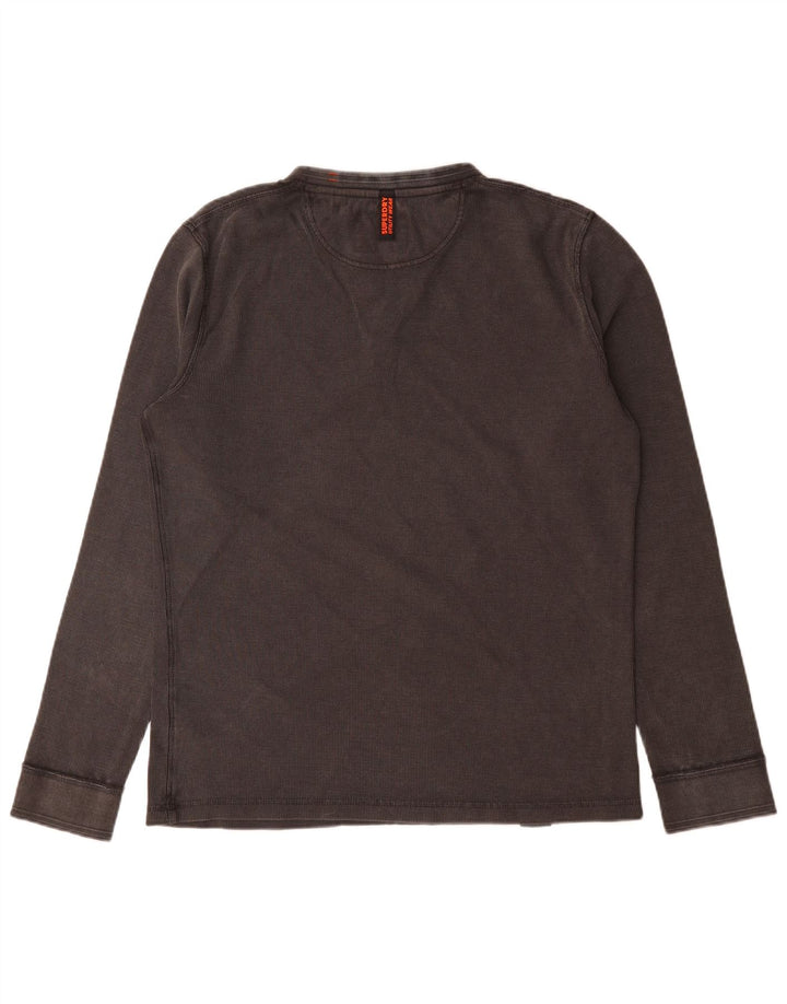 Мужской топ Superdry с длинным рукавом, большой серый хлопок