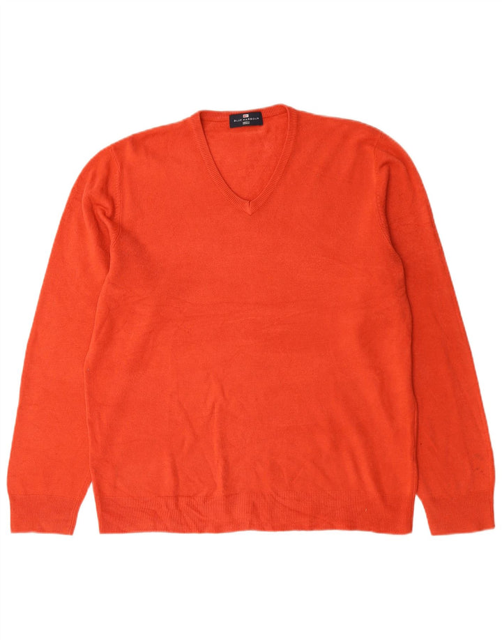 Мужской джемпер с v-образным вырезом Mark & Spencer Blue Harbour, большой красный акрил
