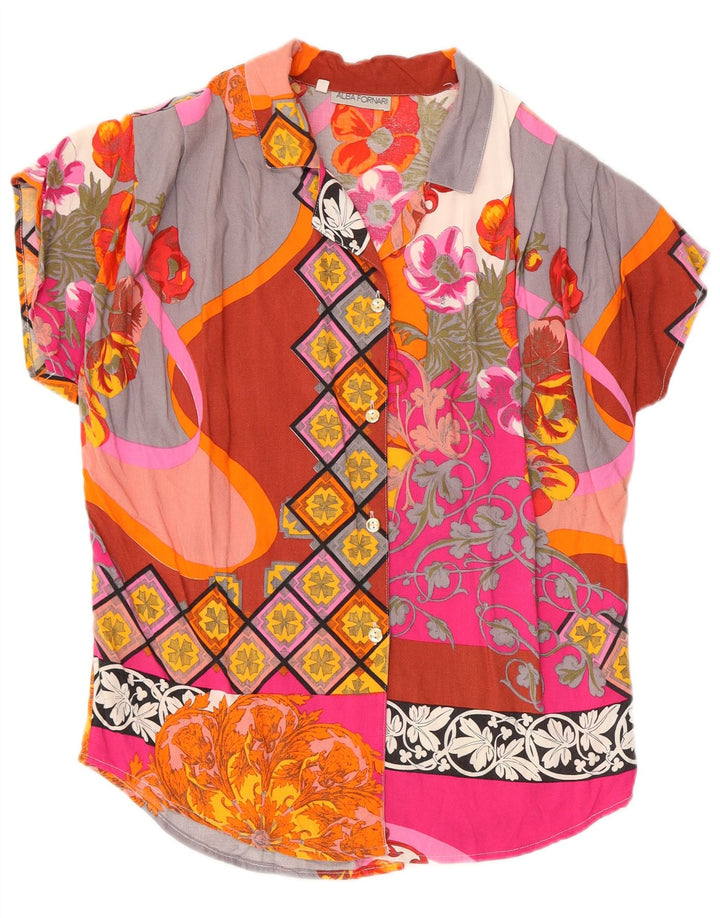 Рубашка женская оверсайз ALBA FORNARI UK 10 маленькая разноцветная в стиле пэчворк