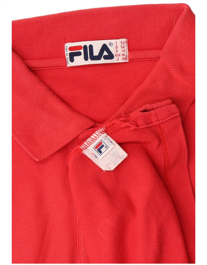 FILA Mens Polo Shirt IT 52 Large Red Cotton