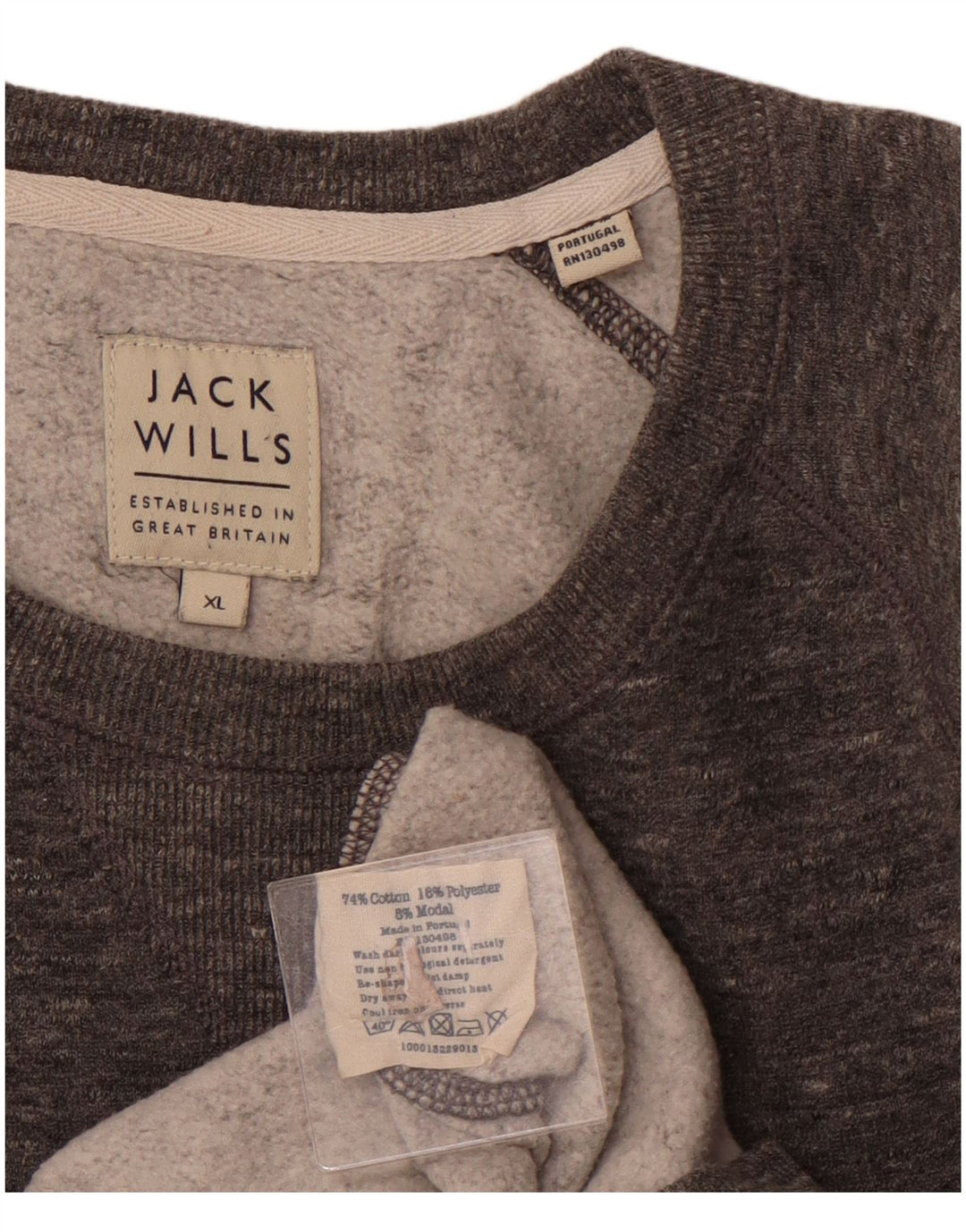 Мужской джемпер с круглым вырезом JACK WILLS, серый хлопковый свитер с крапинками, размер XL