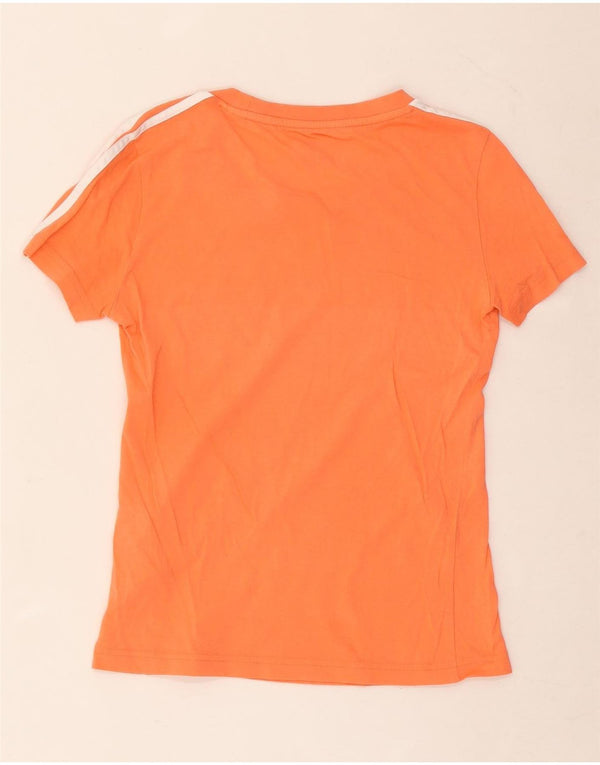 Adidas Womens T-Shirt Top UK 4/6 XS Orange Cotton
