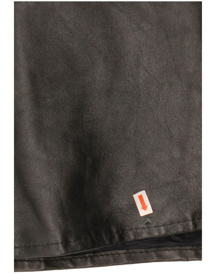 Мужской кожаный жилет VINTAGE UK 40, большой черный