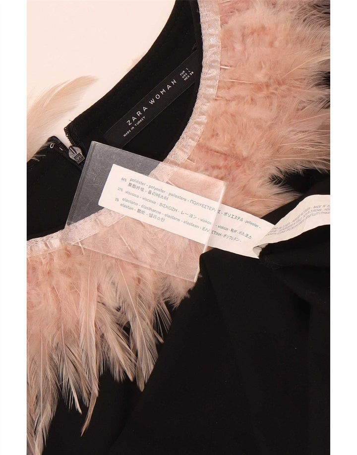 Женское платье прямого кроя с рукавами 3/4 Zara UK 16, большой черный полиэстер