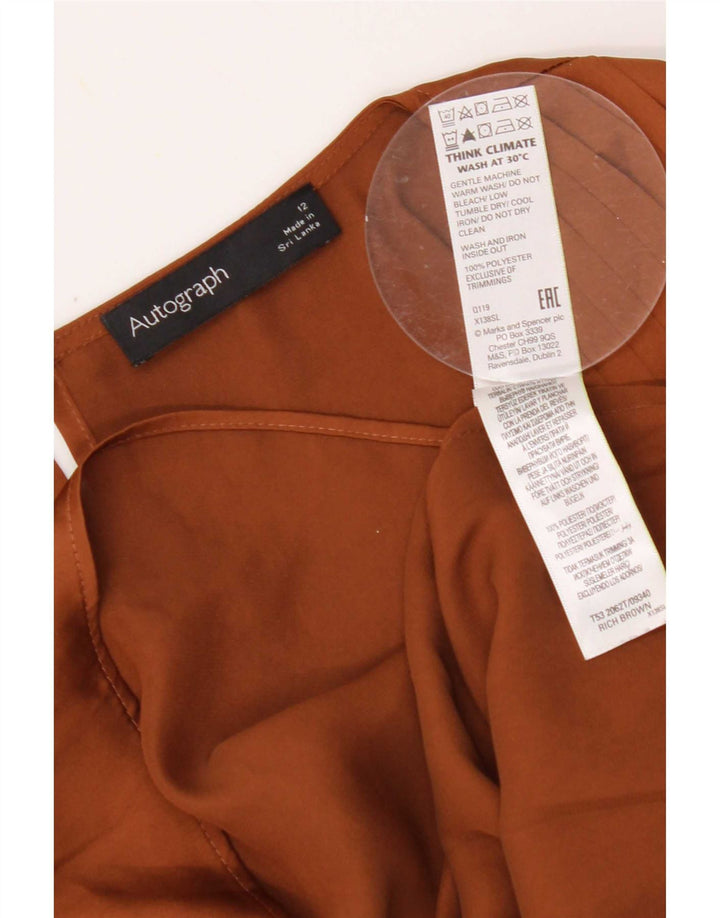 Женская блузка с длинными рукавами Marks & Spencer Autograph UK 12, средний коричневый