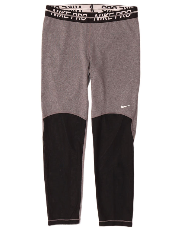 Женские леггинсы с рисунком Nike Dri Fit UK 14, средний серый цвет с цветными блоками