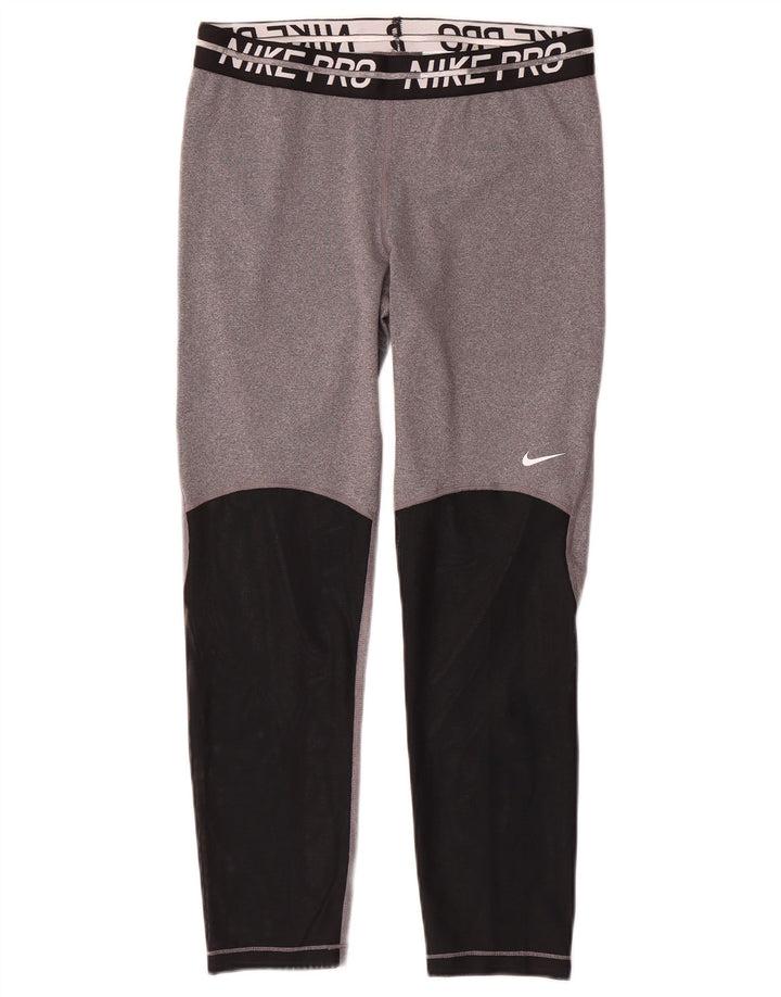 Женские леггинсы с рисунком Nike Dri Fit UK 14, средний серый цвет с цветными блоками