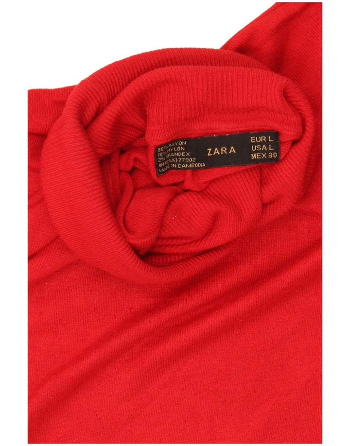 Женский джемпер с высоким воротником Zara UK 14, большой красный вискоза