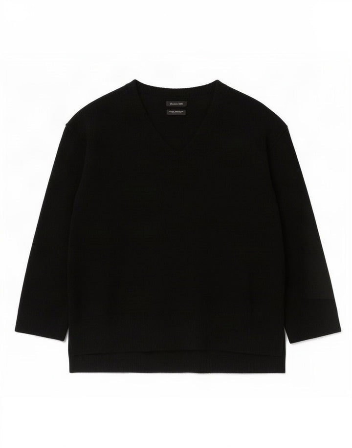 Женский джемпер с v-образным вырезом Massimo Dutti UK 10, маленький, черный, шерсть