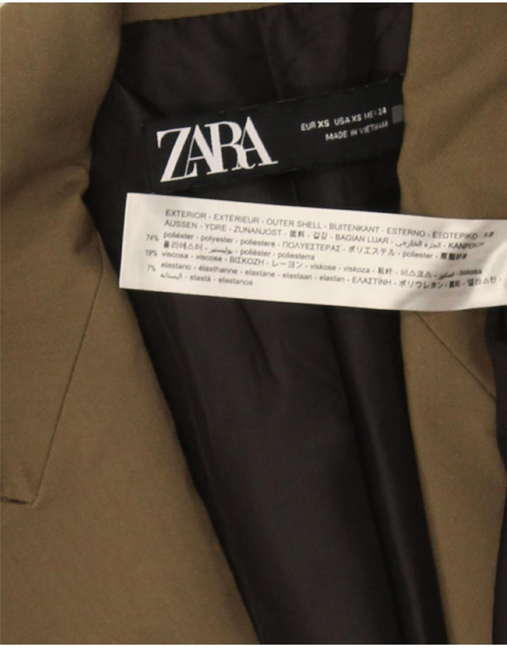 Мужской двубортный пиджак Zara UK 34 XS, полиэстер цвета хаки