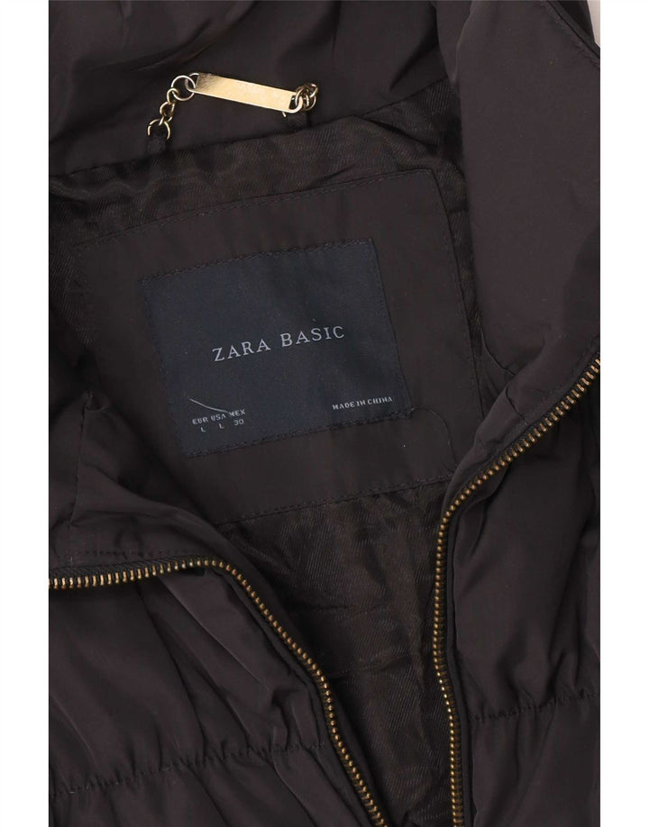 Женская стеганая куртка Zara UK 14, большая темно-синяя