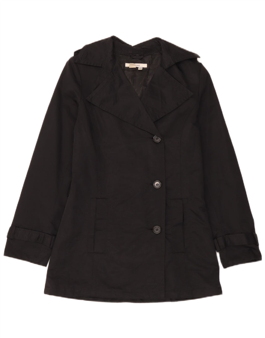 Женский тренч Zara UK 12, средний черный хлопок, черный