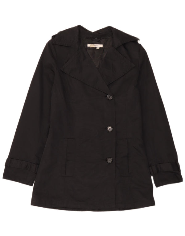Женский тренч Zara UK 12, средний черный хлопок, черный