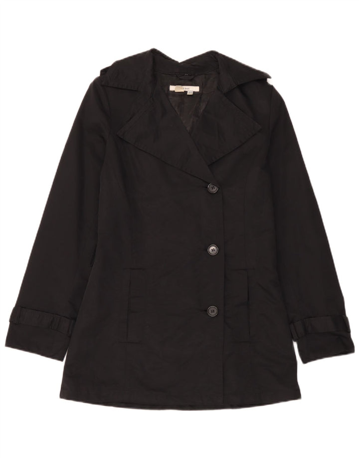 Женский тренч Zara UK 12, средний черный хлопок, черный