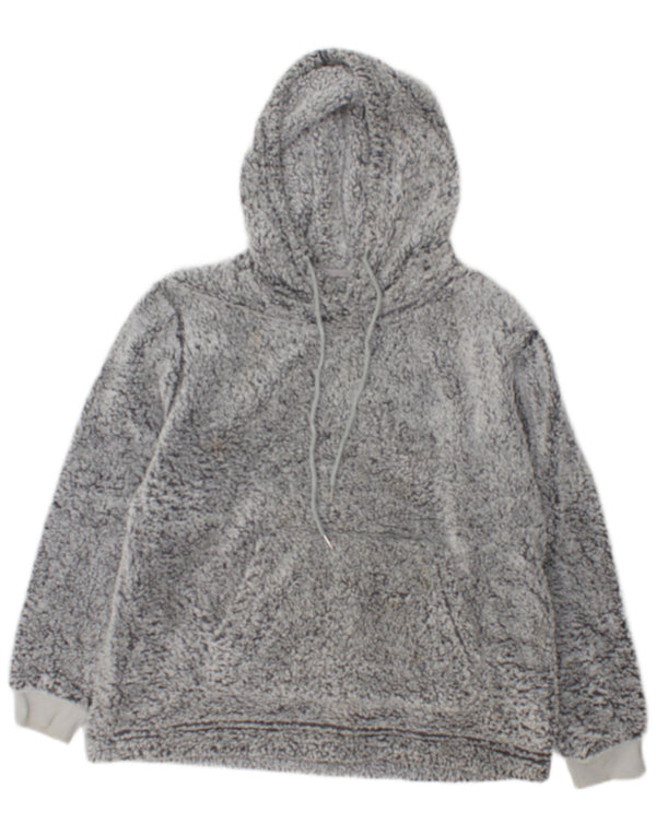 John Lewis Womens Hooded Fleece Jumper UK 14 Medium Grey Polyester